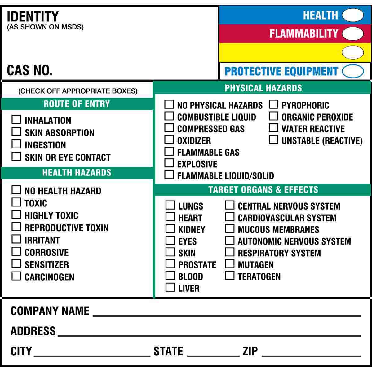 Haz-Com Labels - Safety Signs, Labels & Tags